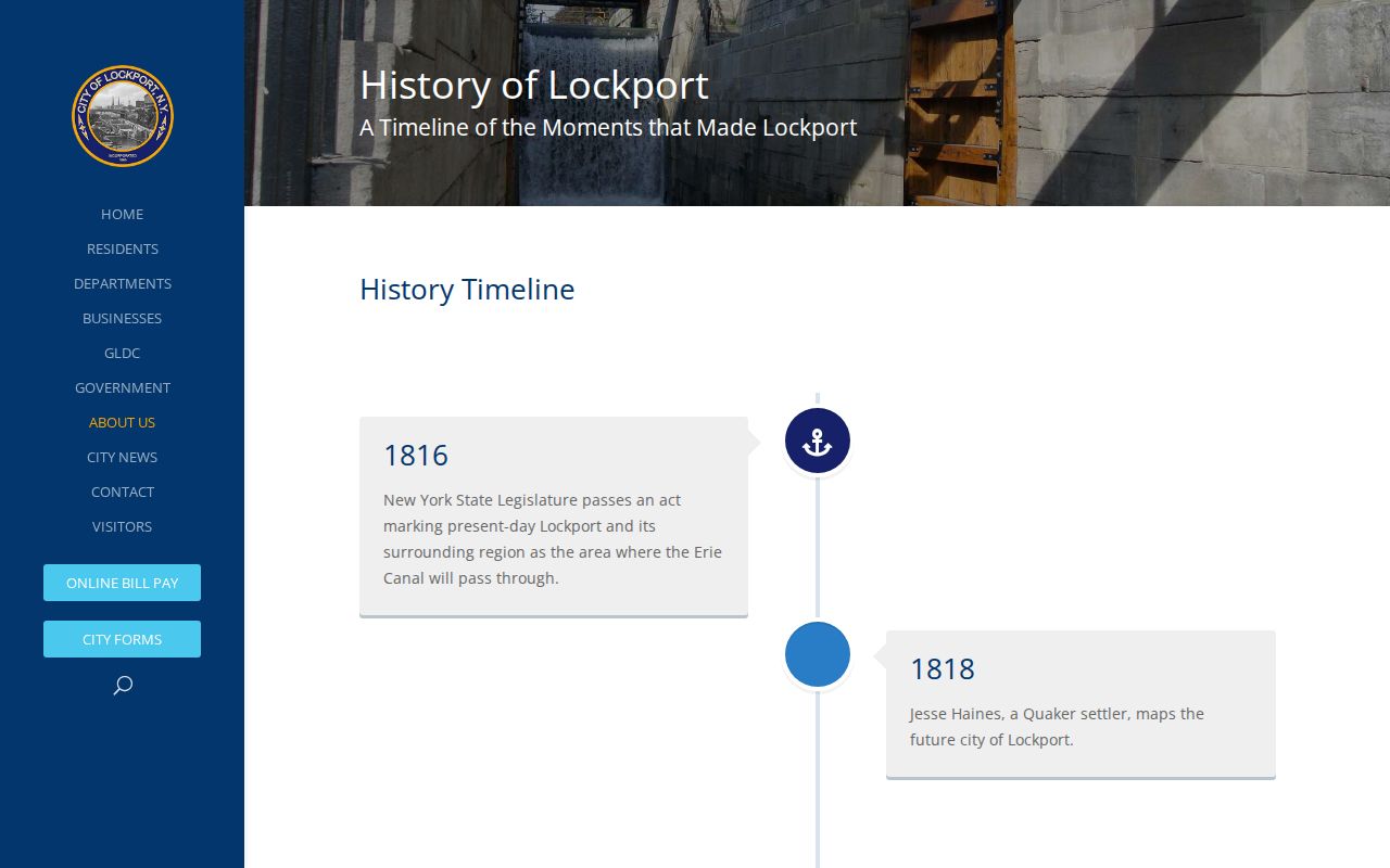 Lockport previous residents research using the City of Lockport historical chronology