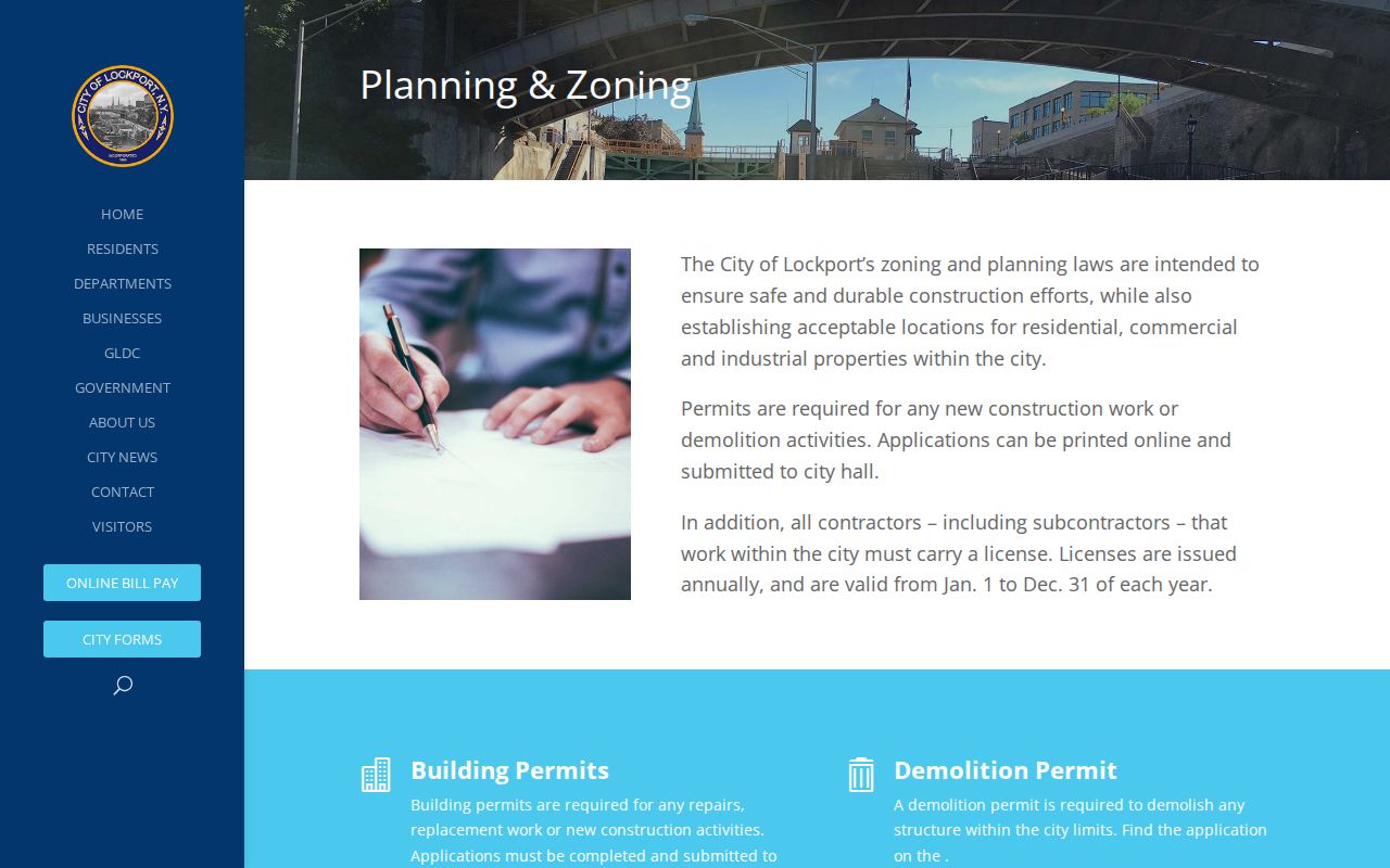 Lockport neighbors page showing planning, zoning, and permit resources