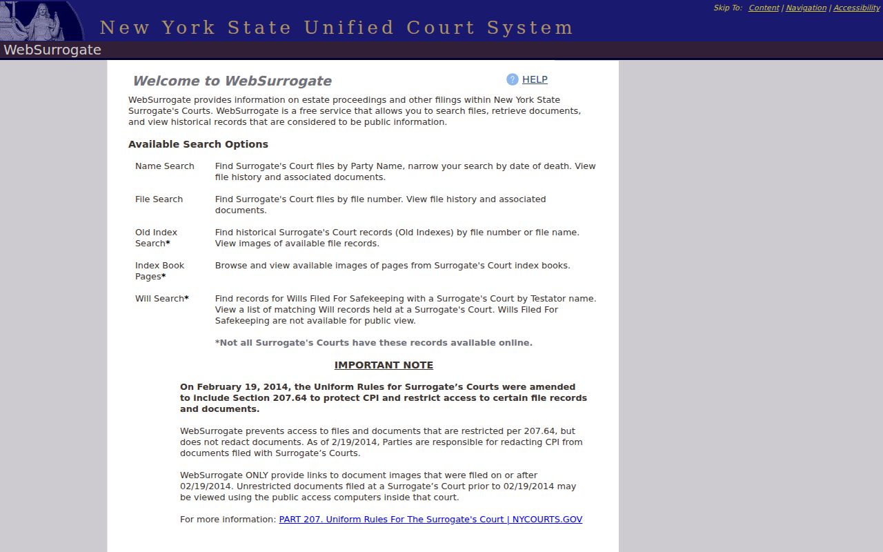 Lockport resident lookup WebSurrogate estate and filing search portal
