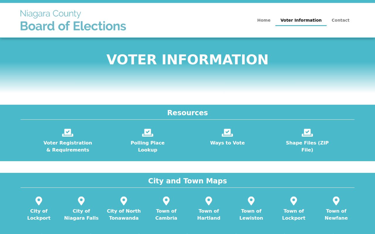 Lockport ZIP Directory Niagara County voter information and polling resources