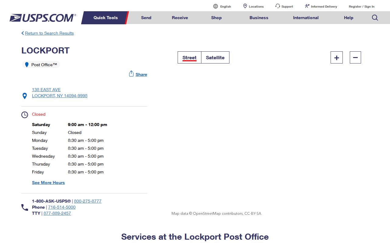 Lockport ZIP Directory USPS Lockport Post Office result for 14094